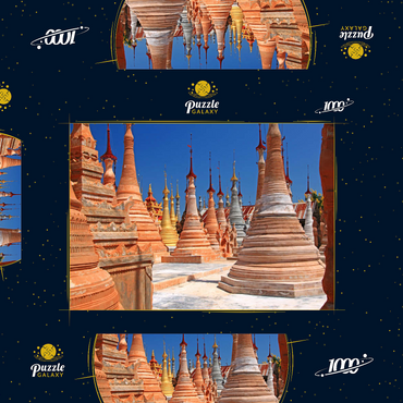 Pagodenwald von Stupas der Shwe-Indein-Pagode beim Dorf Indein am Inle See, Shan Staat, Myanmar (Burma) 1000 Puzzle Schachtel 3D Modell