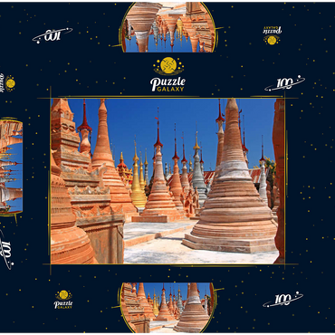 Pagodenwald von Stupas der Shwe-Indein-Pagode beim Dorf Indein am Inle See, Shan Staat, Myanmar (Burma) 100 Puzzle Schachtel 3D Modell