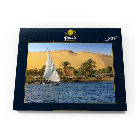 Feluke auf dem Nil gegen die Berge der Libyschen Wüste, Assuan, Ägypten 200 Puzzle Schachtel Ansicht3