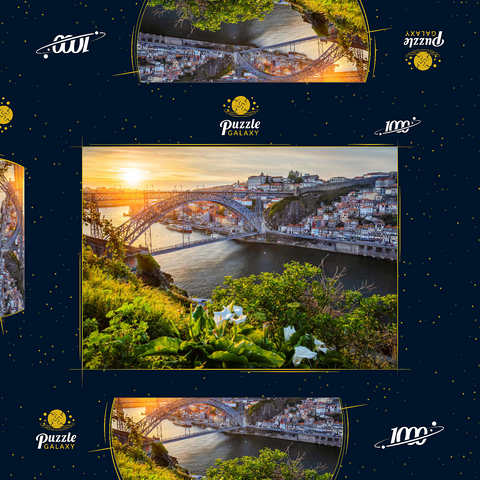 Blick über den Fluss Douro zur Altstadt Ribeira von Porto 1000 Puzzle Schachtel 3D Modell