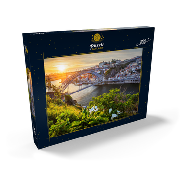 Blick über den Fluss Douro zur Altstadt Ribeira von Porto 100 Puzzle Schachtel Ansicht2