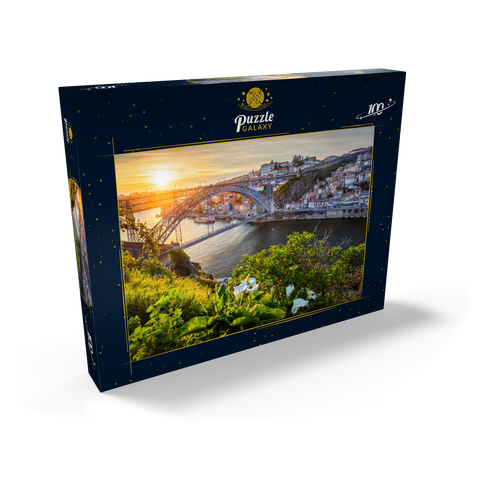 Blick über den Fluss Douro zur Altstadt Ribeira von Porto 100 Puzzle Schachtel Ansicht2