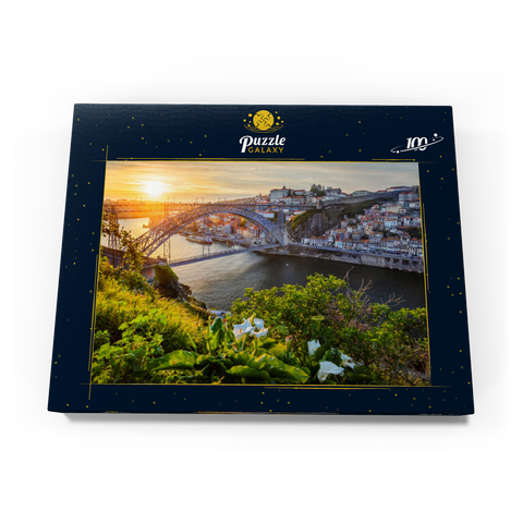 Blick über den Fluss Douro zur Altstadt Ribeira von Porto 100 Puzzle Schachtel Ansicht3