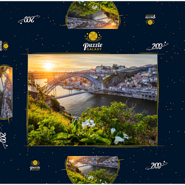 Blick über den Fluss Douro zur Altstadt Ribeira von Porto 200 Puzzle Schachtel 3D Modell