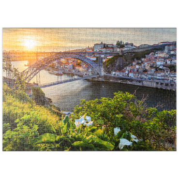 puzzleplate Blick über den Fluss Douro zur Altstadt Ribeira von Porto 500 Puzzle