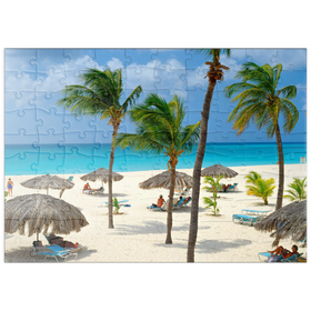 Darstellung des Puzzle Motivs Eagle Beach, Aruba, Inseln unter dem Winde, Karibik - Puzzleteile: 100