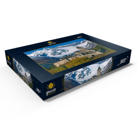Alternative Darstellung des Puzzle-Motivs Burg Taufers in Sand in Taufers gegen Schwarzenstein (3369m) – Puzzleteile: 500