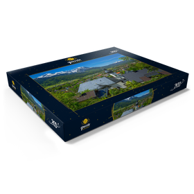 Darstellung des Puzzle Motivs Kirche St. Anton gegen Zugspitzgruppe (2962m) und Daniel (2342m) in Tirol - Puzzleteile: 200