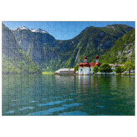 Darstellung des Puzzle Motivs Blick über den See auf St. Bartholomä - Puzzleteile: 200
