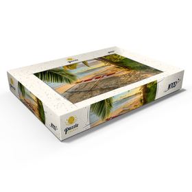 Alternative Darstellung des Puzzle-Motivs Palmenstrand am Hotel Les Tipaniers am Hauru Point, Insel Moorea – Puzzleteile: 1000