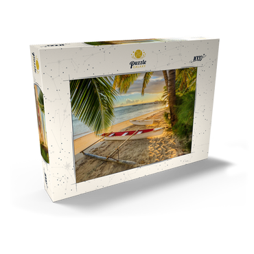 Palmenstrand am Hotel Les Tipaniers am Hauru Point, Insel Moorea 1000 Puzzle Schachtel Ansicht2