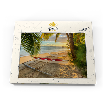 Palmenstrand am Hotel Les Tipaniers am Hauru Point, Insel Moorea 100 Puzzle Schachtel Ansicht3