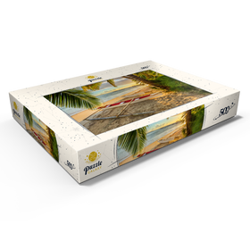 Darstellung des Puzzle Motivs Palmenstrand am Hotel Les Tipaniers am Hauru Point, Insel Moorea - Puzzleteile: 500