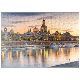 Darstellung des Puzzle Motivs Brühlsche Terrasse an der Elbe mit der Frauenkirche und der Hochschule für Bildende Künste - Puzzleteile: 200