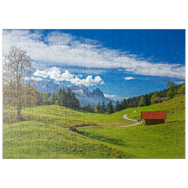 puzzleplate Am Berggasthof Gschwandtnerbauer (1020m) gegen Zugspitzgruppe (2962m), Garmisch-Partenkirchen 200 Puzzle