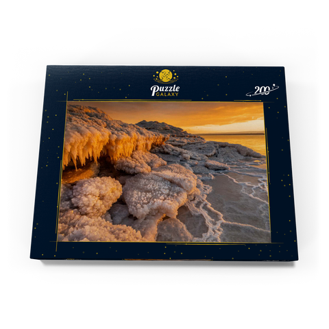 Salzkristalle am Ufer im Abendlicht, Totes Meer (Dead Sea), Jordantal, Jordanien 200 Puzzle Schachtel Ansicht3