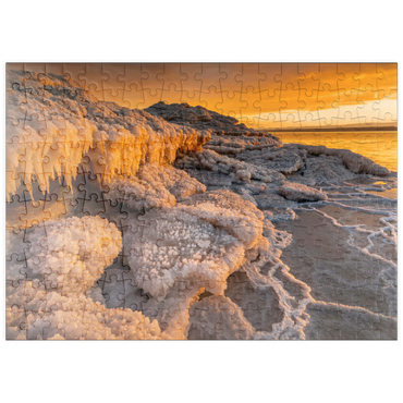 puzzleplate Salzkristalle am Ufer im Abendlicht, Totes Meer (Dead Sea), Jordantal, Jordanien 200 Puzzle