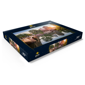 Darstellung des Puzzle Motivs Weinstadel und Wasserturm am Henkersteg an der Pegnitz, Nürnberg - Puzzleteile: 200