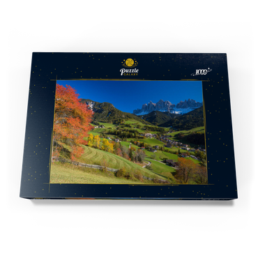 St. Magdalena mit Blick zur Geislergruppe, Südtirol 1000 Puzzle Schachtel Ansicht3