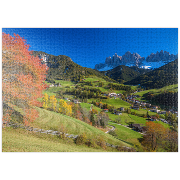 puzzleplate St. Magdalena mit Blick zur Geislergruppe, Südtirol 1000 Puzzle