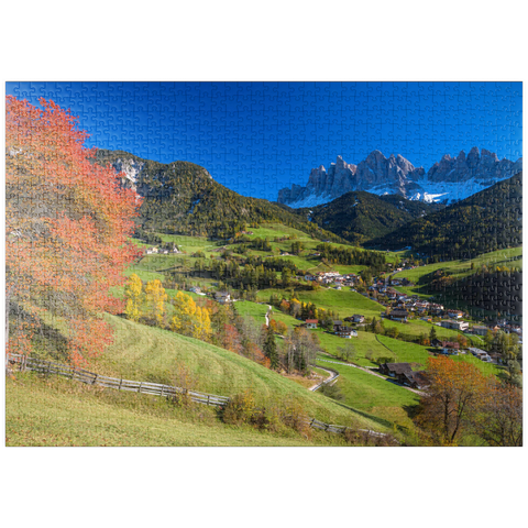 puzzleplate St. Magdalena mit Blick zur Geislergruppe, Südtirol 1000 Puzzle