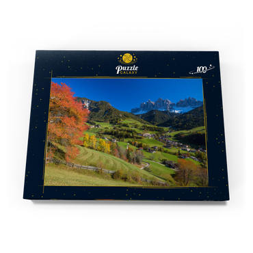 St. Magdalena mit Blick zur Geislergruppe, Südtirol 100 Puzzle Schachtel Ansicht3