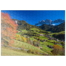 Darstellung des Puzzle-Motivs St. Magdalena mit Blick zur Geislergruppe, Südtirol – Puzzleteile: 200