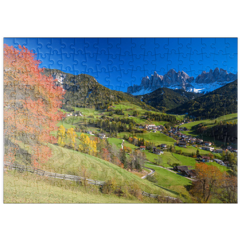 puzzleplate St. Magdalena mit Blick zur Geislergruppe, Südtirol 200 Puzzle