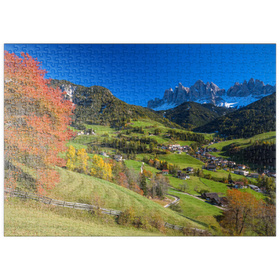 Darstellung des Puzzle Motivs St. Magdalena mit Blick zur Geislergruppe, Südtirol - Puzzleteile: 500