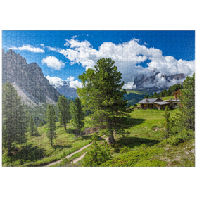 Darstellung des Puzzle-Motivs Am Col Raiser  gegen Sellagruppe und Langkofel, St. Christina in Gröden – Puzzleteile: 1000