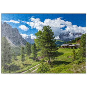 Darstellung des Puzzle-Motivs Am Col Raiser  gegen Sellagruppe und Langkofel, St. Christina in Gröden – Puzzleteile: 200