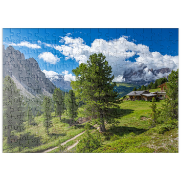 puzzleplate Am Col Raiser (2106m) gegen Sellagruppe und Langkofel (3181m), St. Christina in Gröden 200 Puzzle