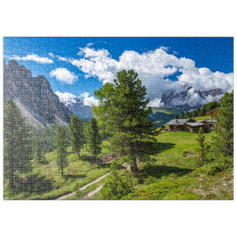 puzzleplate Am Col Raiser (2106m) gegen Sellagruppe und Langkofel (3181m), St. Christina in Gröden 500 Puzzle
