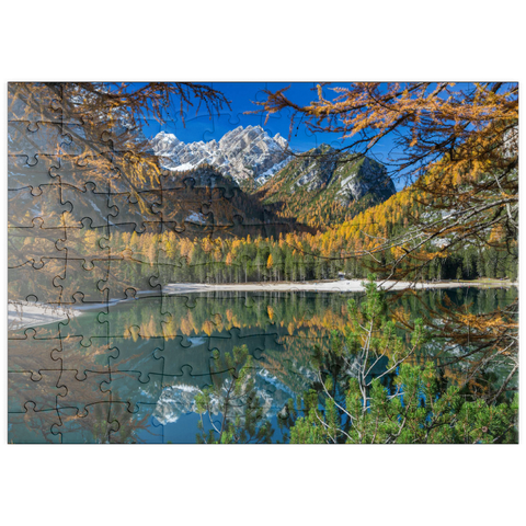 puzzleplate Pragser Wildsee im Naturpark Fanes-Sennes-Prags, Dolomiten 100 Puzzle