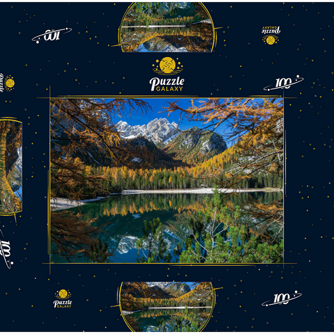 Pragser Wildsee im Naturpark Fanes-Sennes-Prags, Dolomiten 100 Puzzle Schachtel 3D Modell