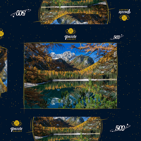 Pragser Wildsee im Naturpark Fanes-Sennes-Prags, Dolomiten 500 Puzzle Schachtel 3D Modell