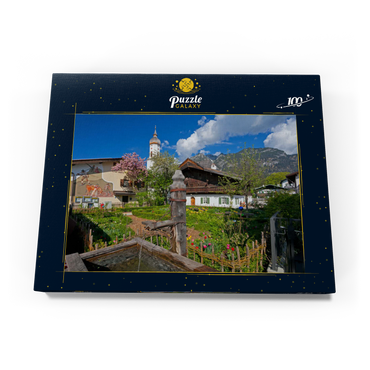 Polznkasparhaus mit Kirche St. Martin am Mohrenplatz in Garmisch-Partenkirchen 100 Puzzle Schachtel Ansicht3