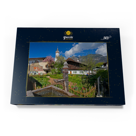 Polznkasparhaus mit Kirche St. Martin am Mohrenplatz in Garmisch-Partenkirchen 500 Puzzle Schachtel Ansicht3