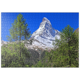 Darstellung des Puzzle-Motivs Blick zum Matterhorn (4478m), Zermatt, Kanton Wallis – Puzzleteile: 500