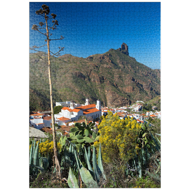 puzzleplate Blick auf Tejada und zum Roque Bentayga (1404m), Gran Canaria, Kanarische Inseln, Spanien 1000 Puzzle