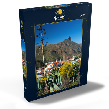 Blick auf Tejada und zum Roque Bentayga (1404m), Gran Canaria, Kanarische Inseln, Spanien 100 Puzzle Schachtel Ansicht2