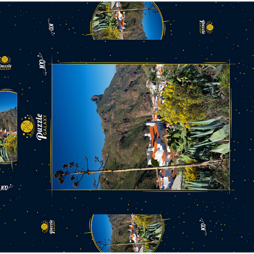 Blick auf Tejada und zum Roque Bentayga (1404m), Gran Canaria, Kanarische Inseln, Spanien 100 Puzzle Schachtel 3D Modell