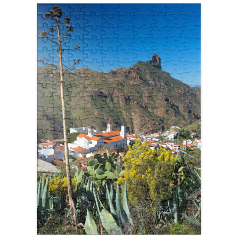 puzzleplate Blick auf Tejada und zum Roque Bentayga (1404m), Gran Canaria, Kanarische Inseln, Spanien 200 Puzzle