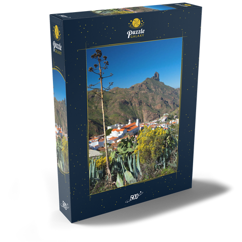 Blick auf Tejada und zum Roque Bentayga (1404m), Gran Canaria, Kanarische Inseln, Spanien 500 Puzzle Schachtel Ansicht2