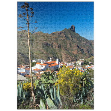 puzzleplate Blick auf Tejada und zum Roque Bentayga (1404m), Gran Canaria, Kanarische Inseln, Spanien 500 Puzzle