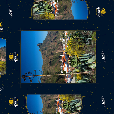 Blick auf Tejada und zum Roque Bentayga (1404m), Gran Canaria, Kanarische Inseln, Spanien 500 Puzzle Schachtel 3D Modell