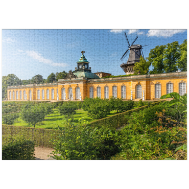 puzzleplate Rokokopalast Neue Kammern mit der Windmühle im Schlosspark von Potsdam 1000 Puzzle