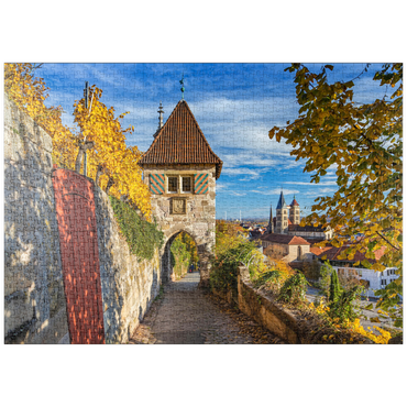 puzzleplate Neckarhaldentor und Blick zur Altstadt, Esslingen am Neckar 1000 Puzzle