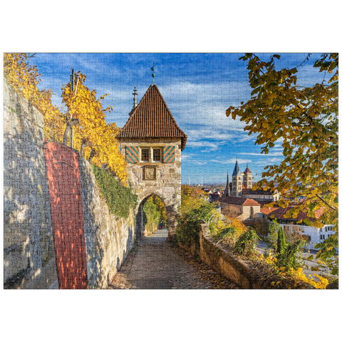puzzleplate Neckarhaldentor und Blick zur Altstadt, Esslingen am Neckar 1000 Puzzle