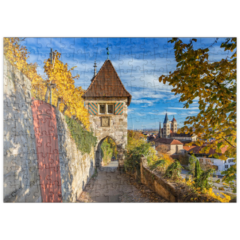 puzzleplate Neckarhaldentor und Blick zur Altstadt, Esslingen am Neckar 200 Puzzle